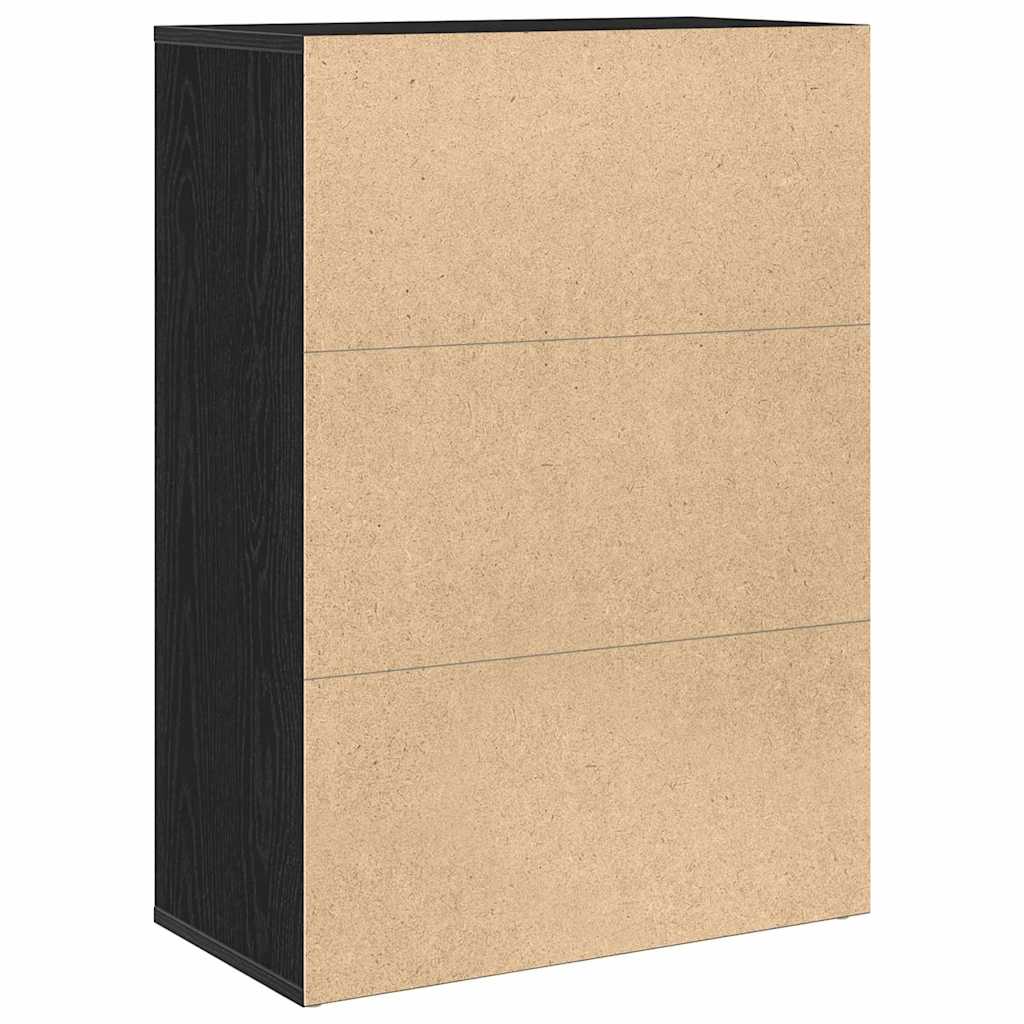 Dressoir Zwart Eiken 60 x 31 x 84 cm Bewerkt hout is nu te koop bij PeponiXL, paradijselijk wonen!