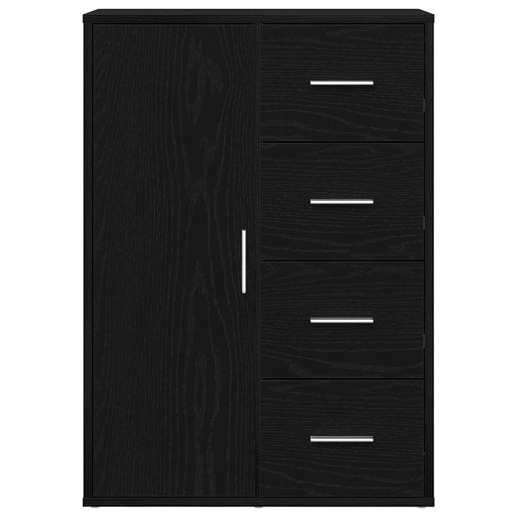 Dressoir met lade Zwart Eiken 60 x 31 x 84 cm Bewerkt hout is nu te koop bij PeponiXL, paradijselijk wonen!