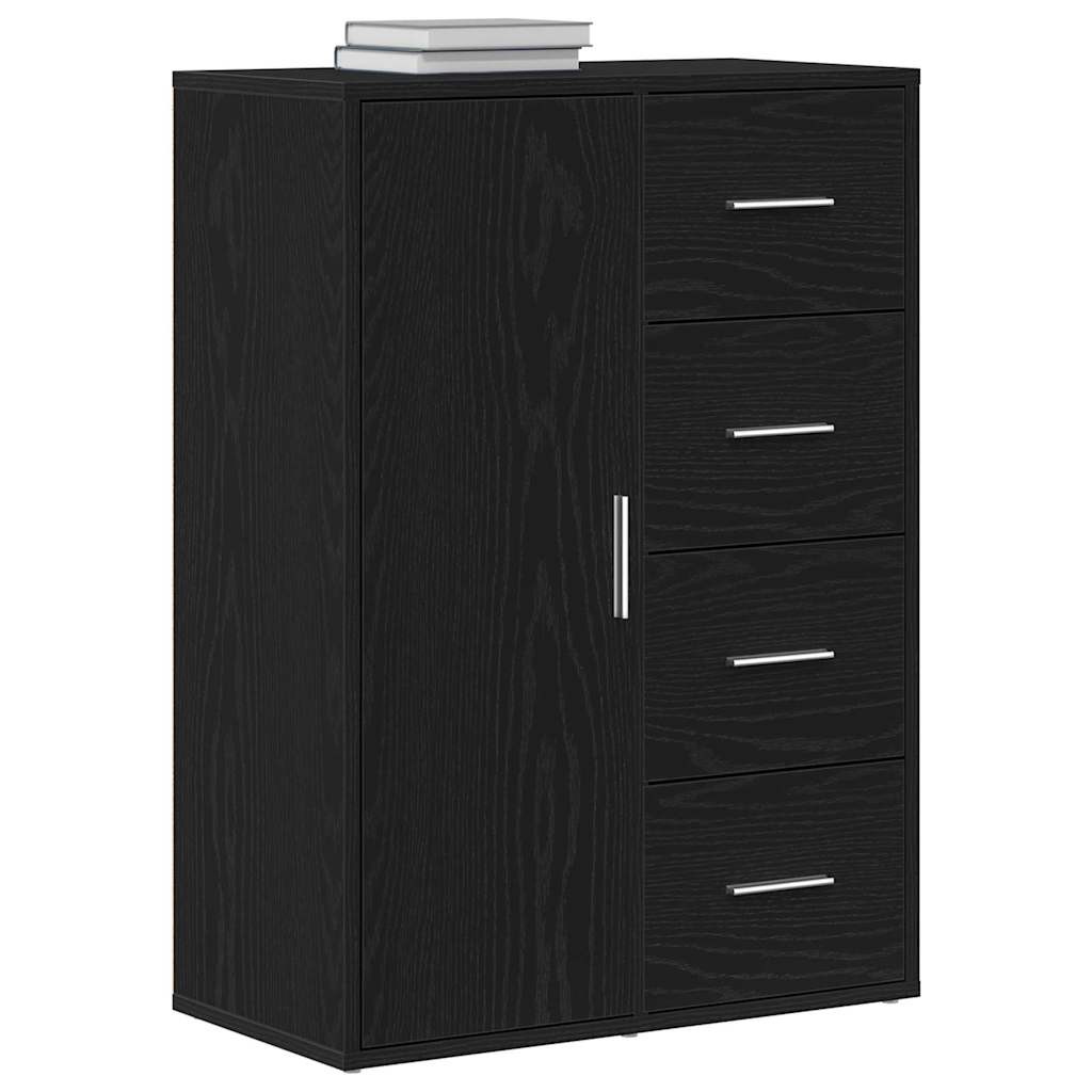 Dressoir met lade Zwart Eiken 60 x 31 x 84 cm Bewerkt hout is nu te koop bij PeponiXL, paradijselijk wonen!