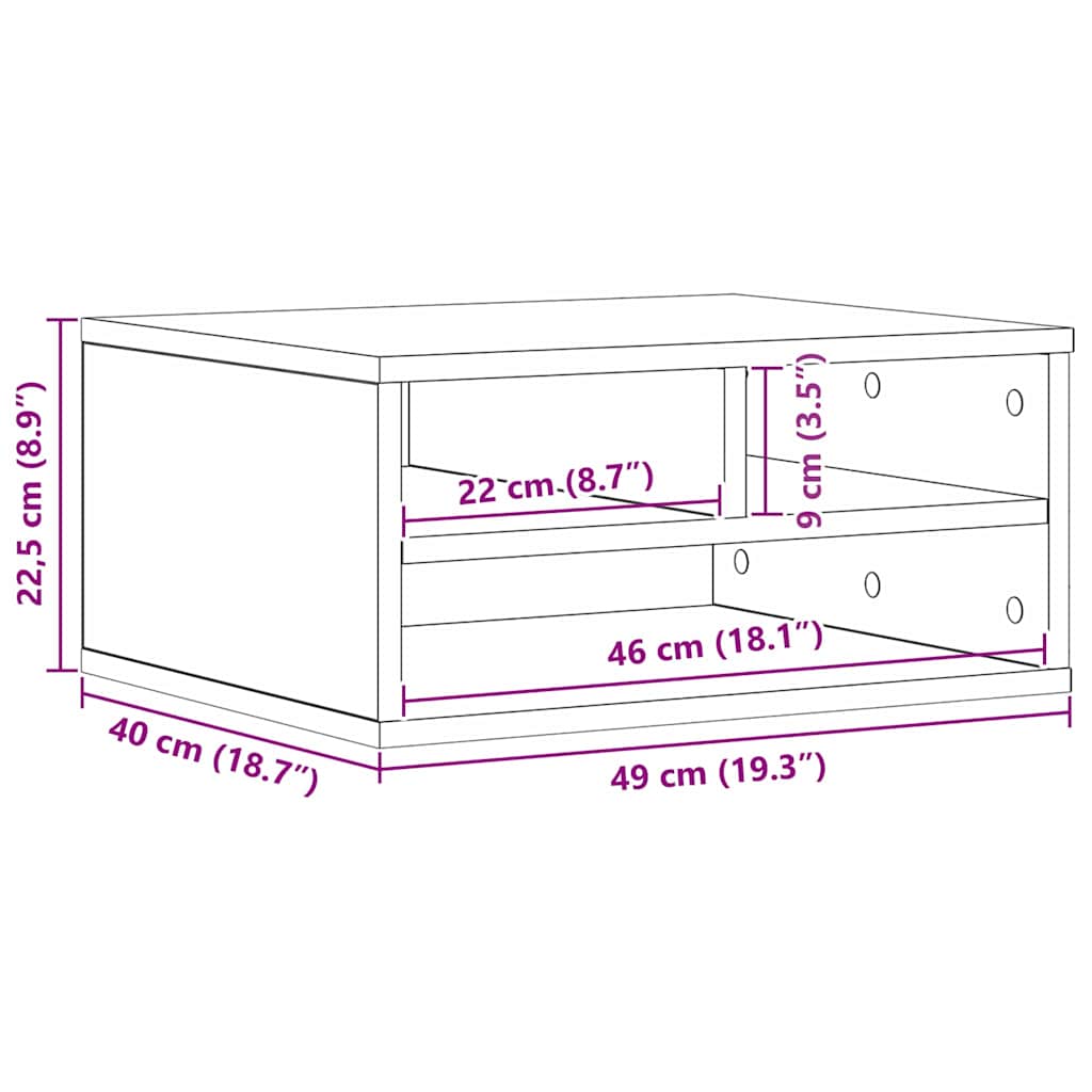 Printerstand Zwart Eiken 49 x 40 x 22.5 cm Bewerkt hout is nu te koop bij PeponiXL, paradijselijk wonen!