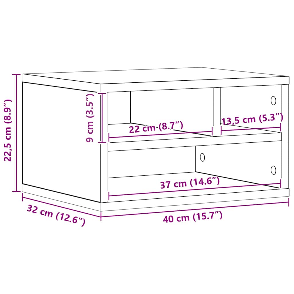Printerstand Artisan Eiken 40 x 32 x 22,5 cm Bewerkt hout is nu te koop bij PeponiXL, paradijselijk wonen!