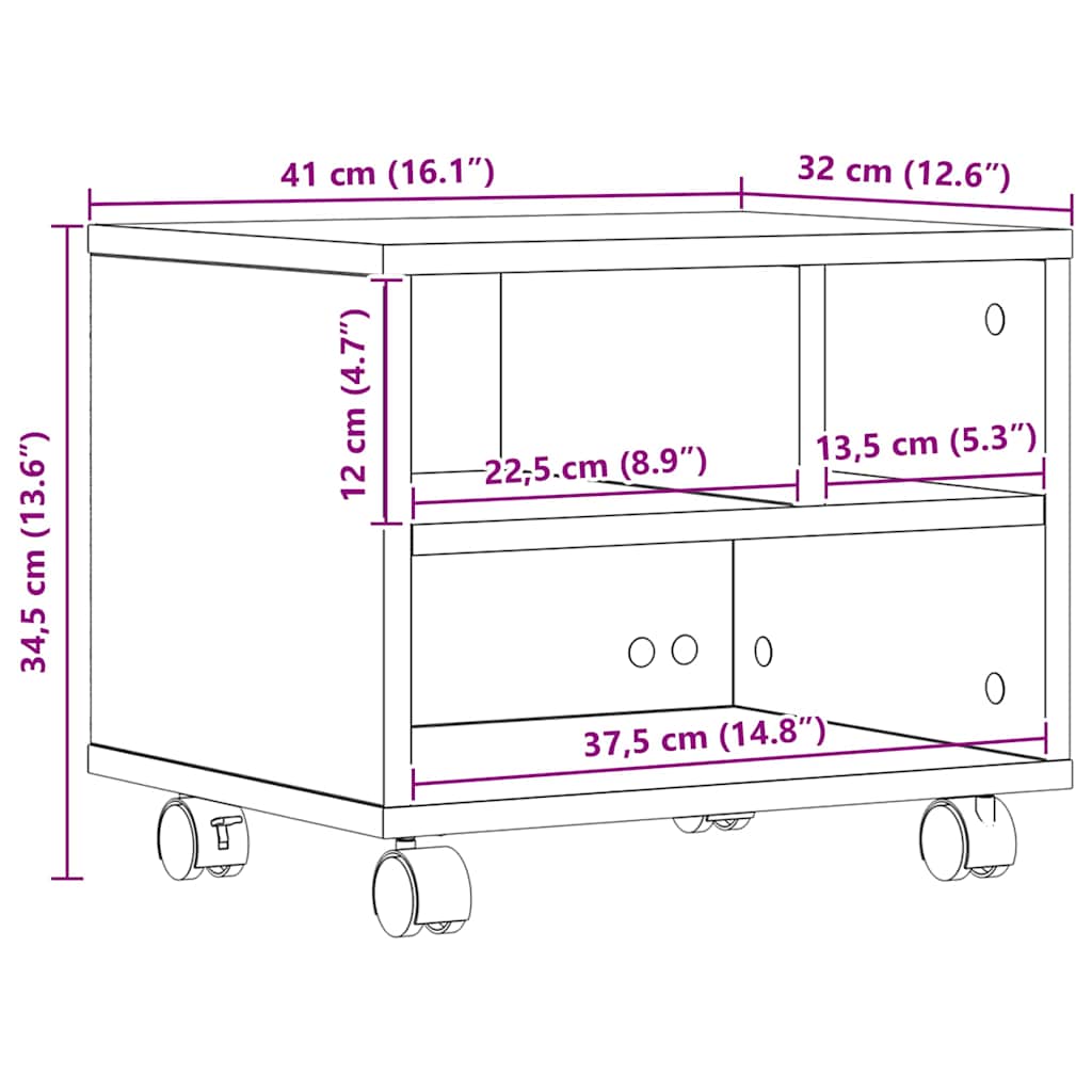Printerstand met opslag Oudhout 41 x 32 x 33.5 cm Bewerkt hout is nu te koop bij PeponiXL, paradijselijk wonen!