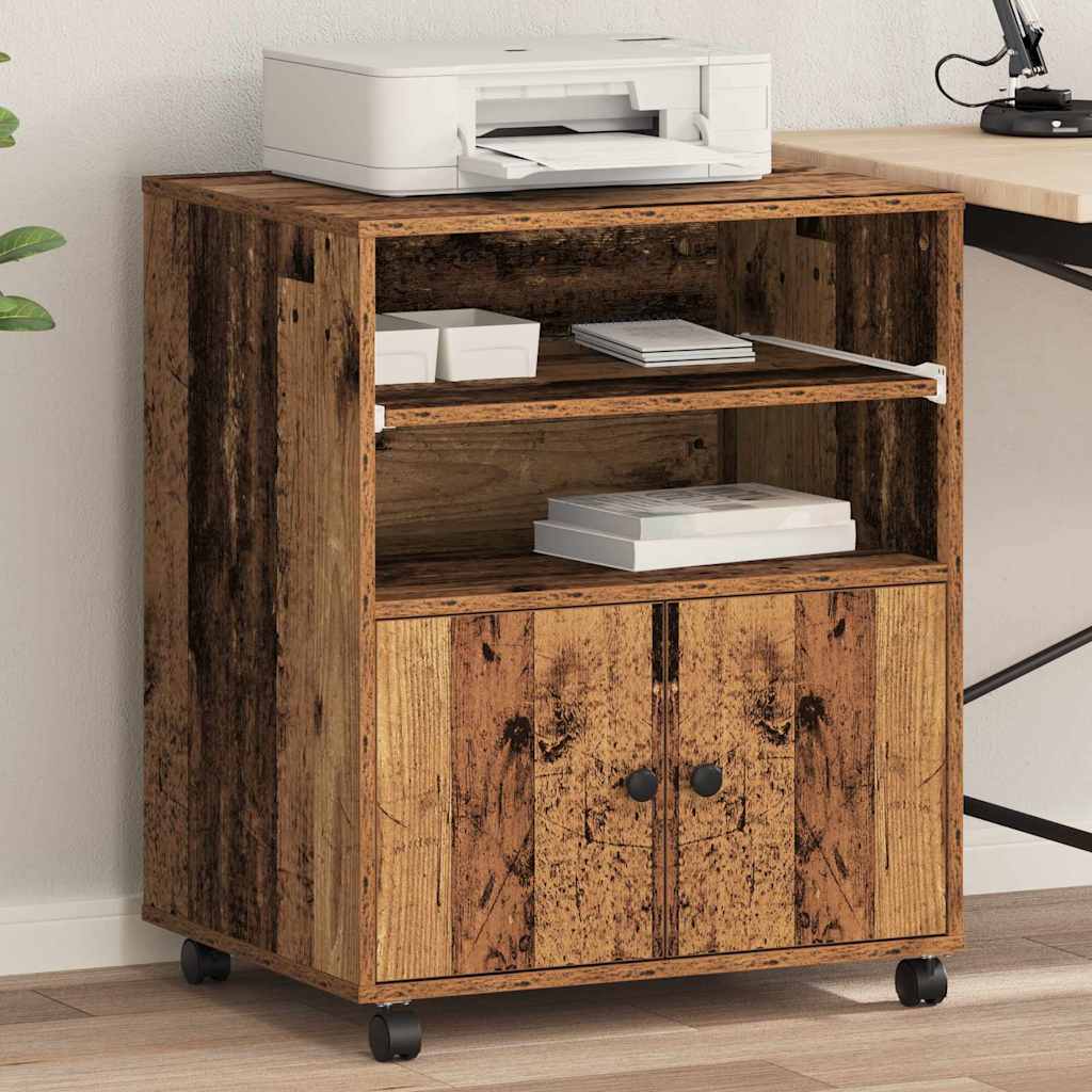 Printerstand met opslag Oudhout 60 x 48 x 74 cm Bewerkt hout is nu te koop bij PeponiXL, paradijselijk wonen!