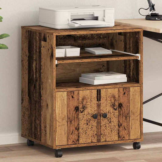 Printerstand met opslag Oudhout 60 x 48 x 74 cm Bewerkt hout is nu te koop bij PeponiXL, paradijselijk wonen!