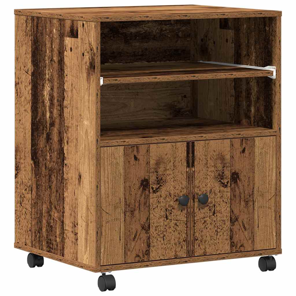 Printerstand met opslag Oudhout 60 x 48 x 74 cm Bewerkt hout is nu te koop bij PeponiXL, paradijselijk wonen!