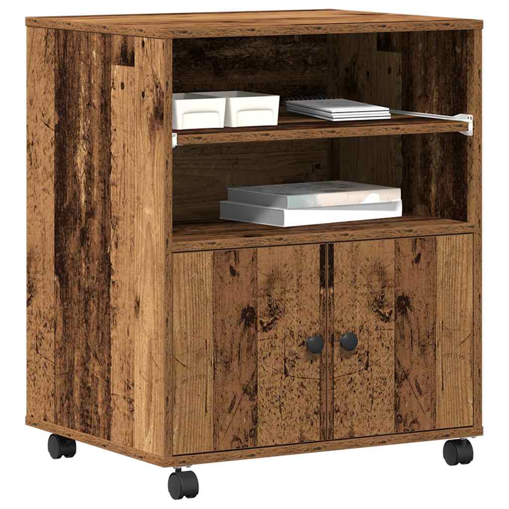 Printerstand met opslag Oudhout 60 x 48 x 74 cm Bewerkt hout is nu te koop bij PeponiXL, paradijselijk wonen!
