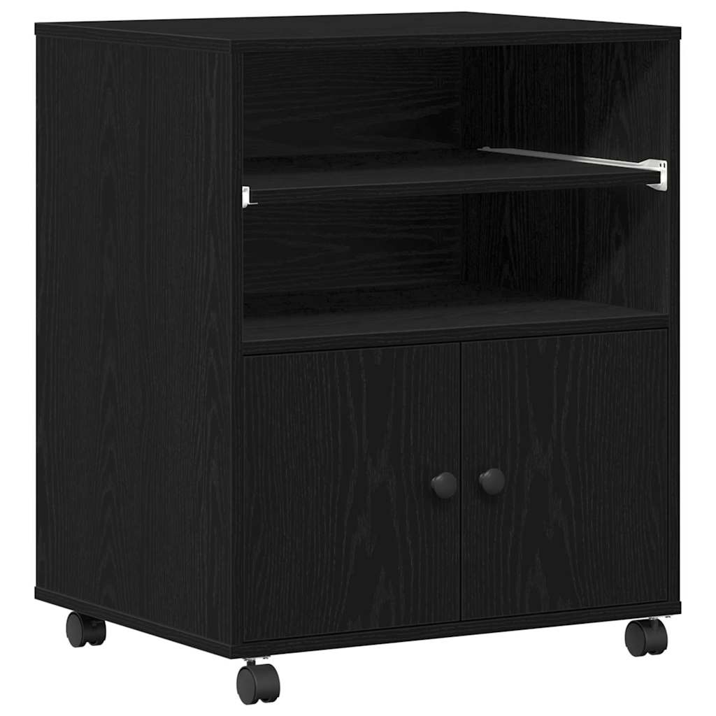 Printerstand Zwart Eiken 60 x 48 x 74 cm Bewerkt hout is nu te koop bij PeponiXL, paradijselijk wonen!