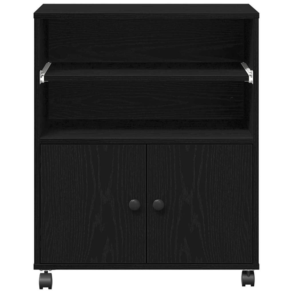 Printerstand Zwart Eiken 60 x 48 x 74 cm Bewerkt hout is nu te koop bij PeponiXL, paradijselijk wonen!