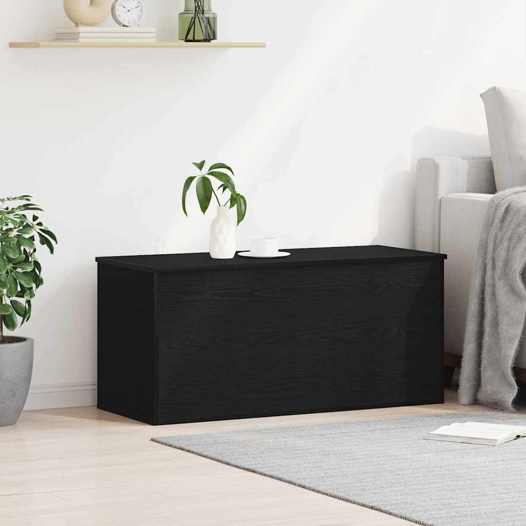 Opslagdoos met opslag Zwart eiken 100 x 42 x 46 cm Bewerkt hout is nu te koop bij PeponiXL, paradijselijk wonen!