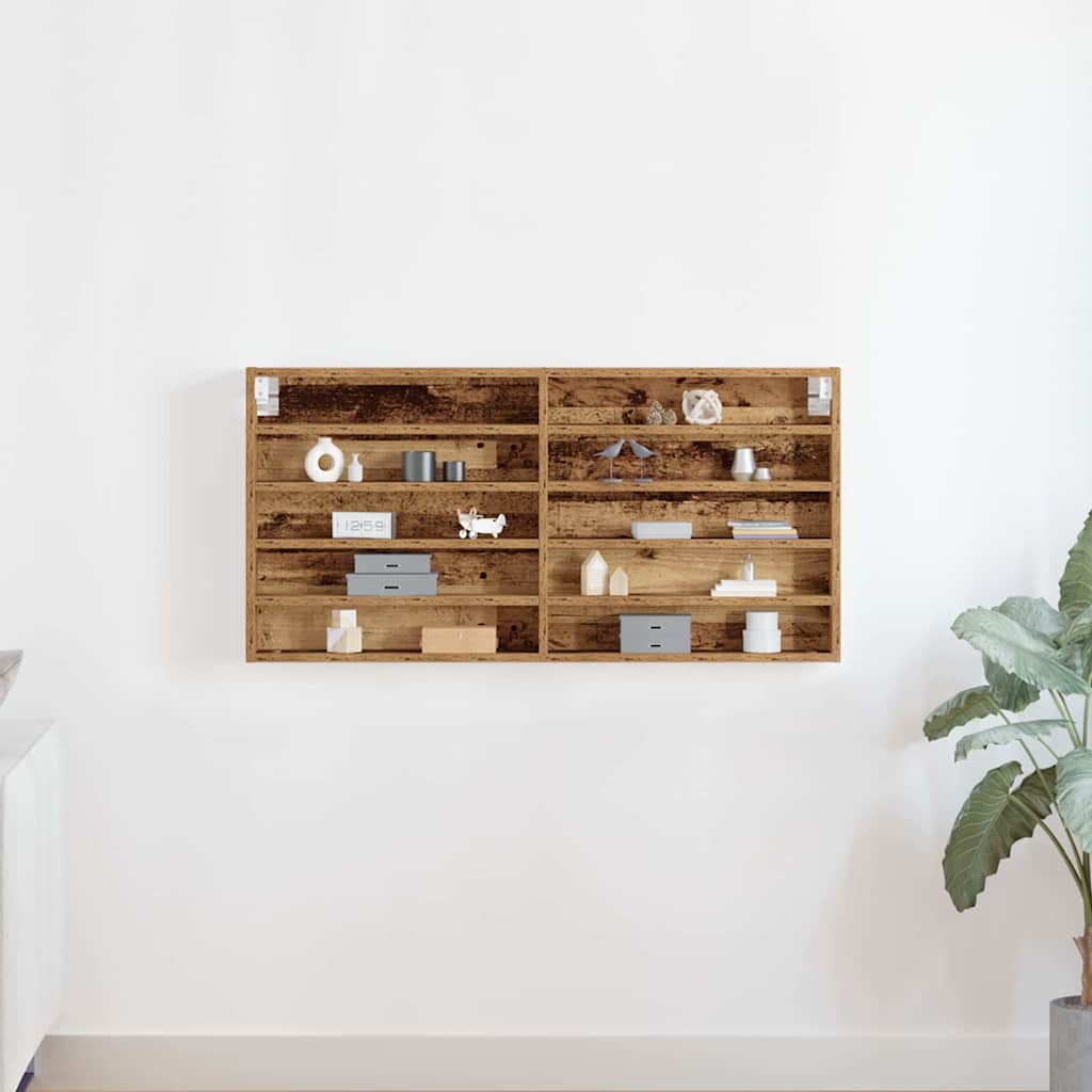Vitrinekast met plank Oud Hout 100 x 8,5 x 50 cm Bewerkt hout is nu te koop bij PeponiXL, paradijselijk wonen!