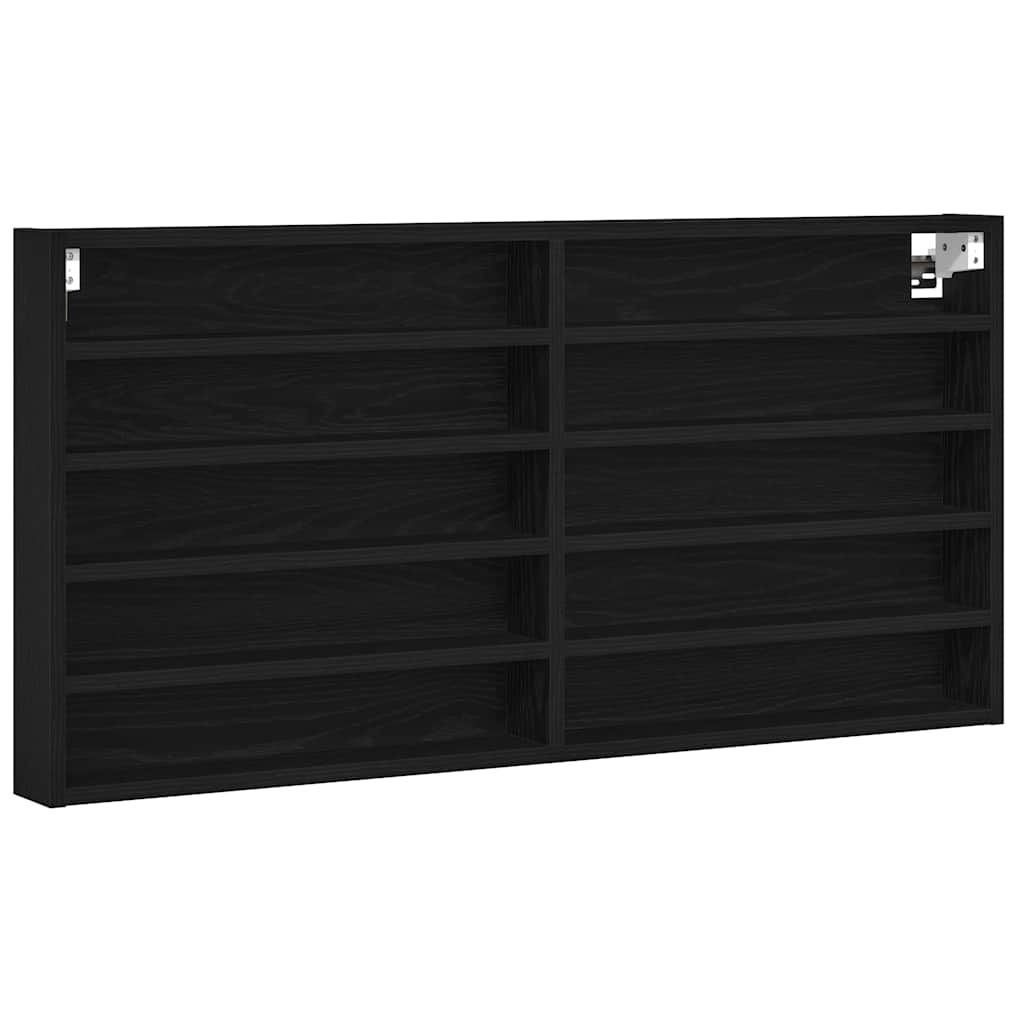Vitrinekast Zwart Eiken 100 x 8,5 x 50 cm Bewerkt hout is nu te koop bij PeponiXL, paradijselijk wonen!