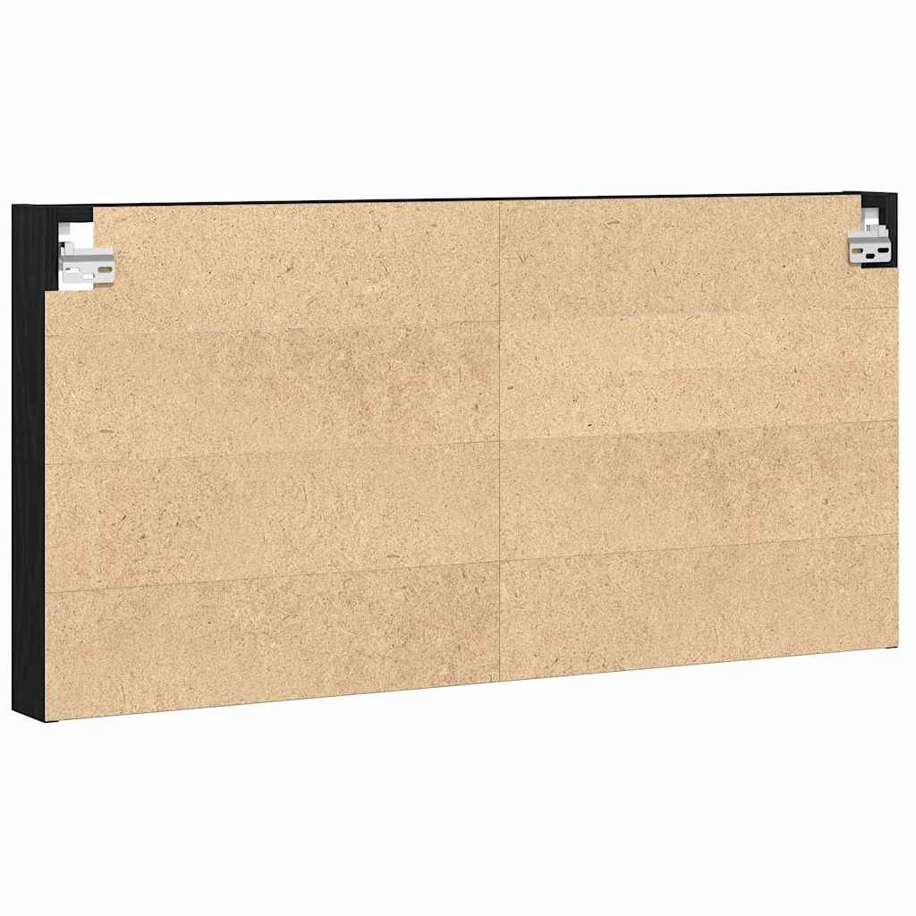 Vitrinekast Zwart Eiken 100 x 8,5 x 50 cm Bewerkt hout is nu te koop bij PeponiXL, paradijselijk wonen!