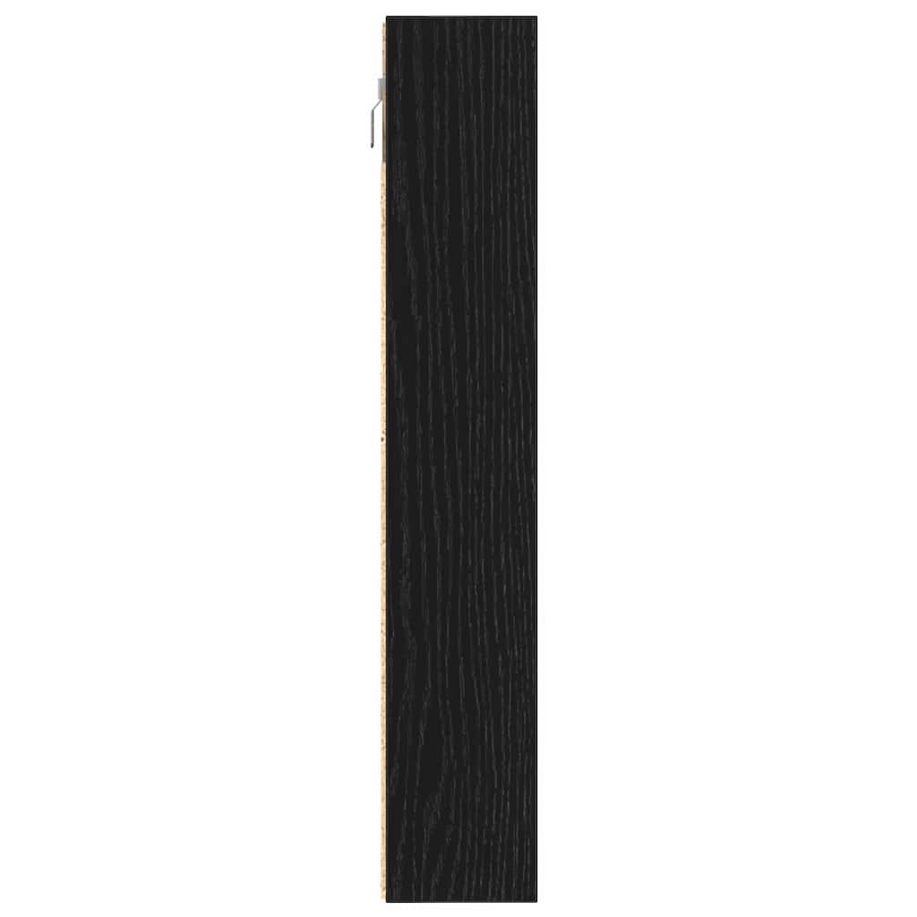 Vitrinekast Zwart Eiken 100 x 8,5 x 50 cm Bewerkt hout is nu te koop bij PeponiXL, paradijselijk wonen!