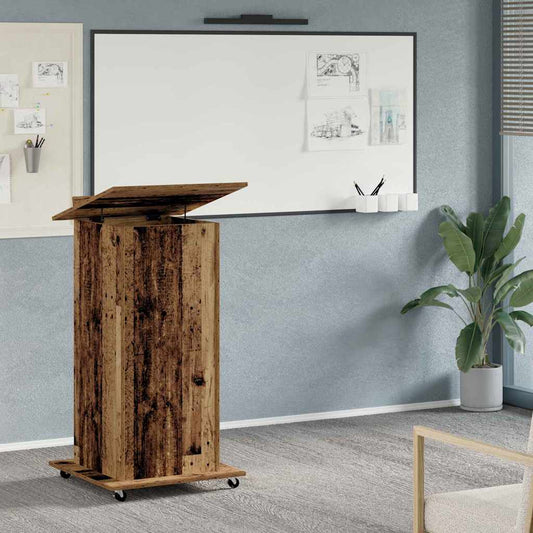 Podium met lade met plank Oudhout 55 x 55 x 107 cm Bewerkt hout is nu te koop bij PeponiXL, paradijselijk wonen!