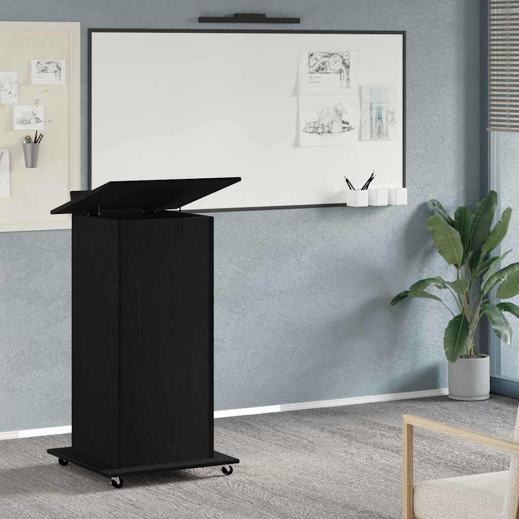 Podium met lade Zwart Eiken 55 x 55 x 107 cm Bewerkt hout is nu te koop bij PeponiXL, paradijselijk wonen!