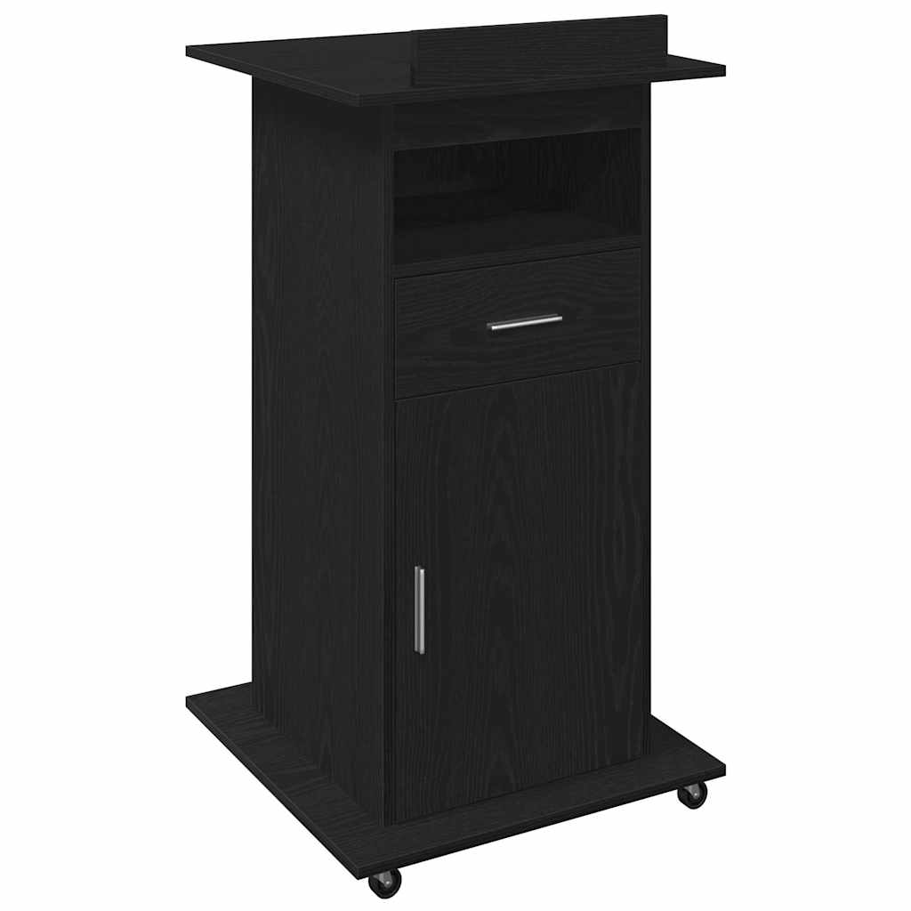 Podium met lade Zwart Eiken 55 x 55 x 107 cm Bewerkt hout is nu te koop bij PeponiXL, paradijselijk wonen!