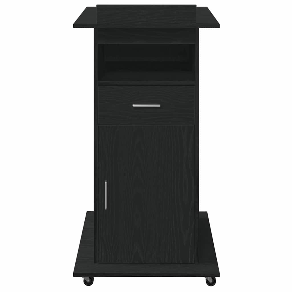 Podium met lade Zwart Eiken 55 x 55 x 107 cm Bewerkt hout is nu te koop bij PeponiXL, paradijselijk wonen!