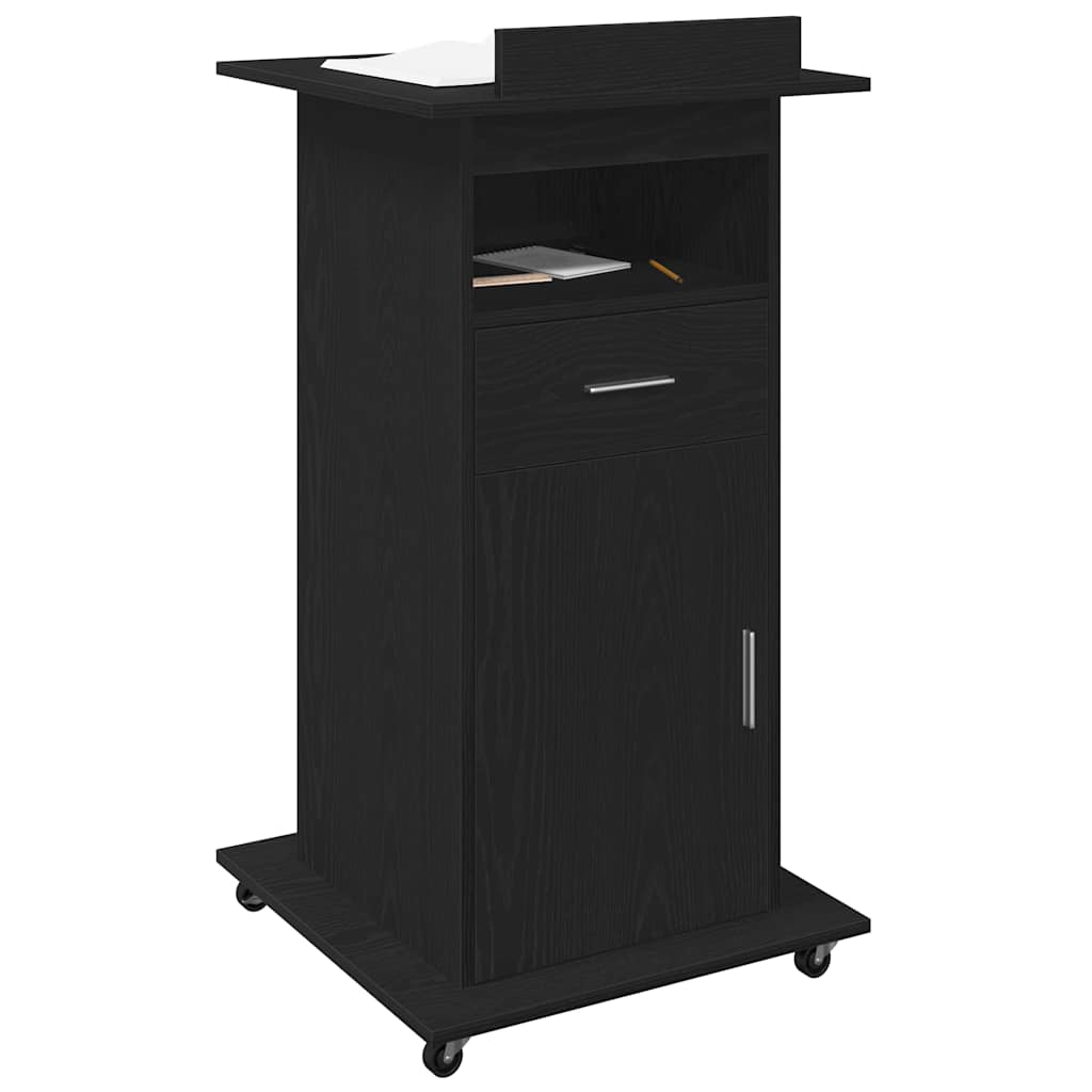 Podium met lade Zwart Eiken 55 x 55 x 107 cm Bewerkt hout is nu te koop bij PeponiXL, paradijselijk wonen!