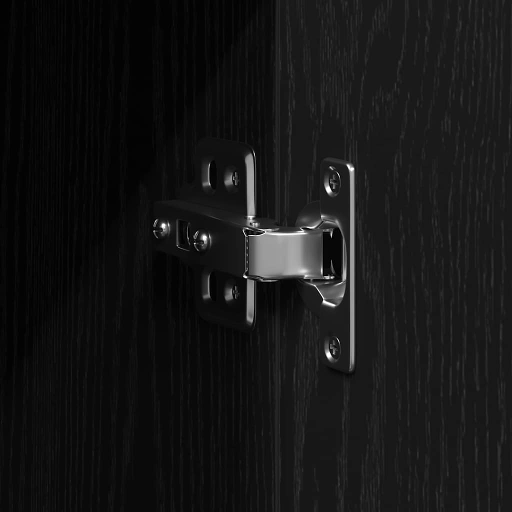 Dressoir Zwart Eiken 90 x 34 x 80 cm Bewerkt hout is nu te koop bij PeponiXL, paradijselijk wonen!