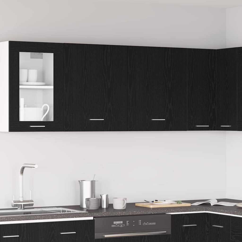 Hangkast Lyon 2 pcs Zwart Eiken 50 x 31 x 60 cm Bewerkt hout is nu te koop bij PeponiXL, paradijselijk wonen!