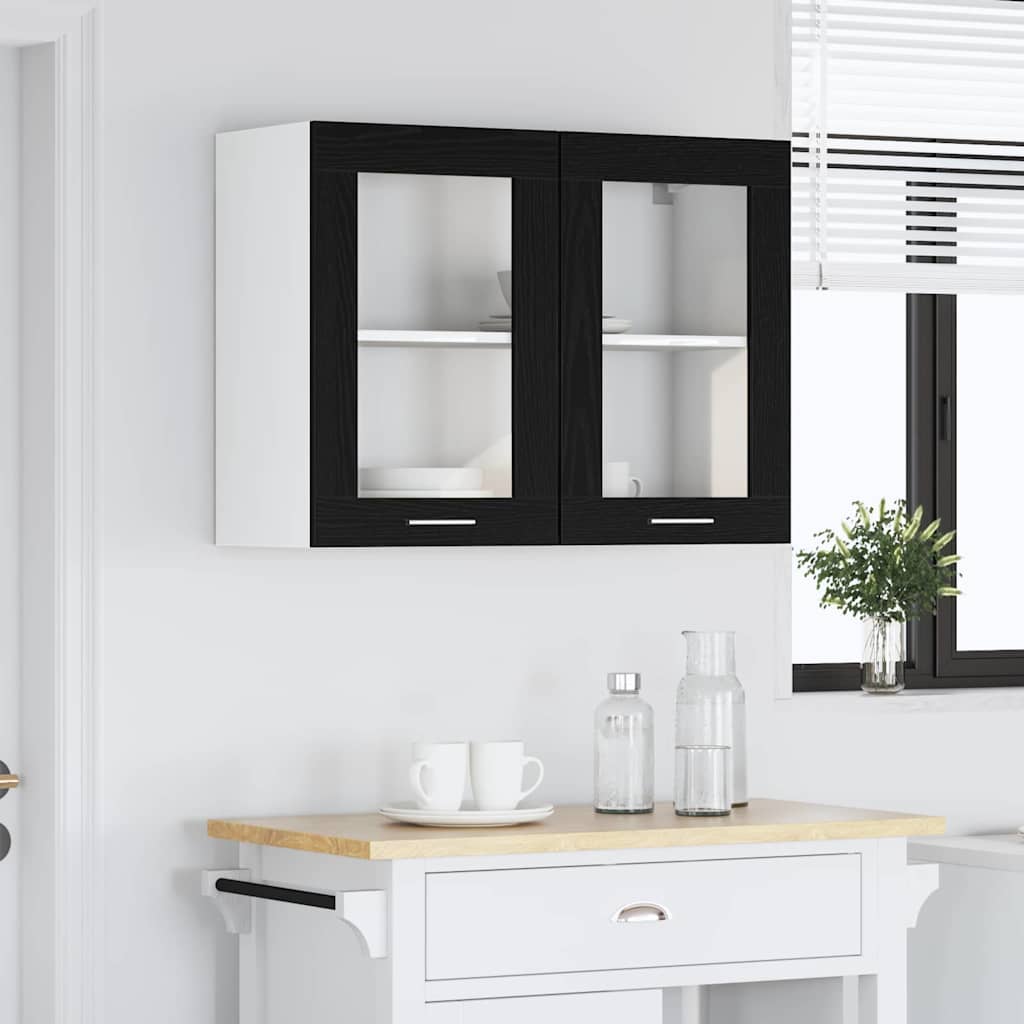Hangkast Lyon Zwart Eiken 80 x 31 x 60 cm Bewerkt hout is nu te koop bij PeponiXL, paradijselijk wonen!