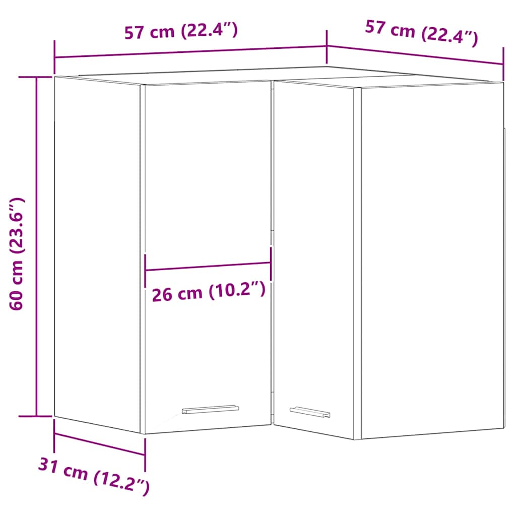 Hangkast Lyon Zwart Eiken 57 x 57 x 60 cm Bewerkt hout is nu te koop bij PeponiXL, paradijselijk wonen!