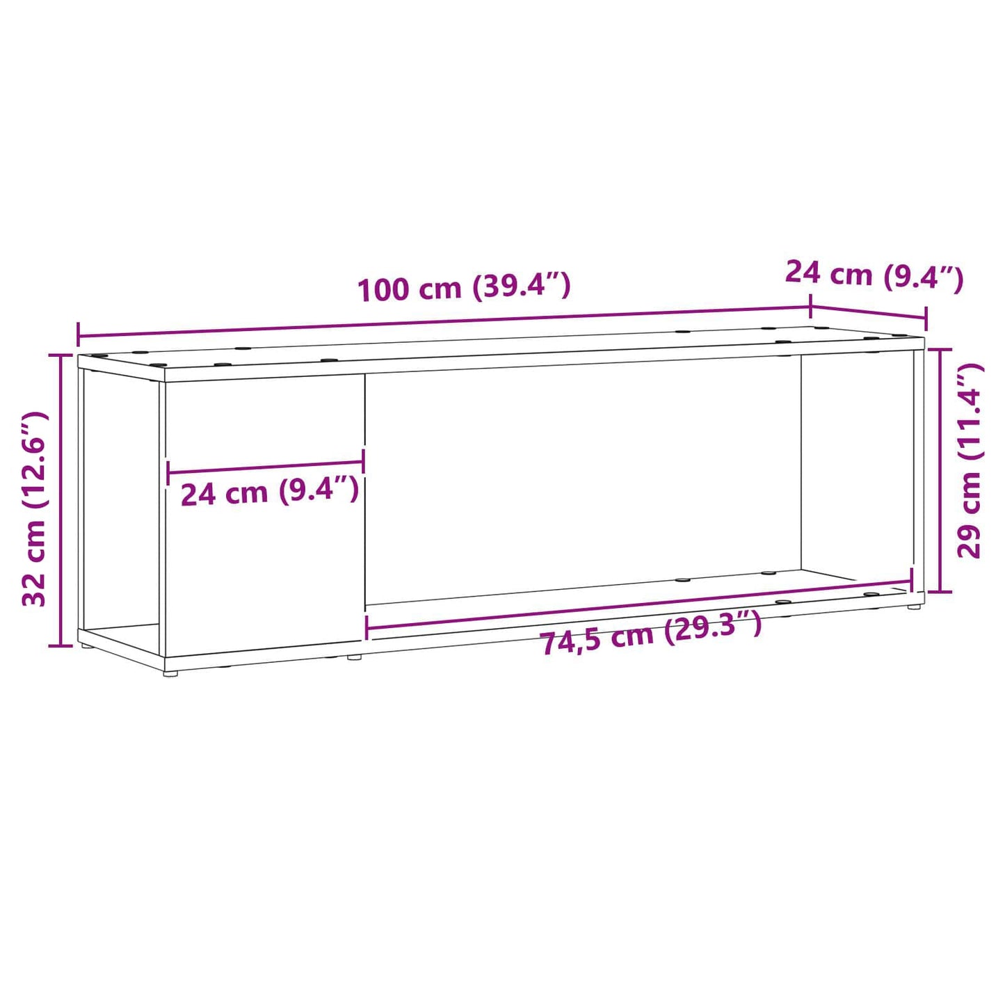 Tv-meubelset Wandgemonteerd Zwart 100 x 24 x 63 cm Bewerkt hout is nu te koop bij PeponiXL, paradijselijk wonen!