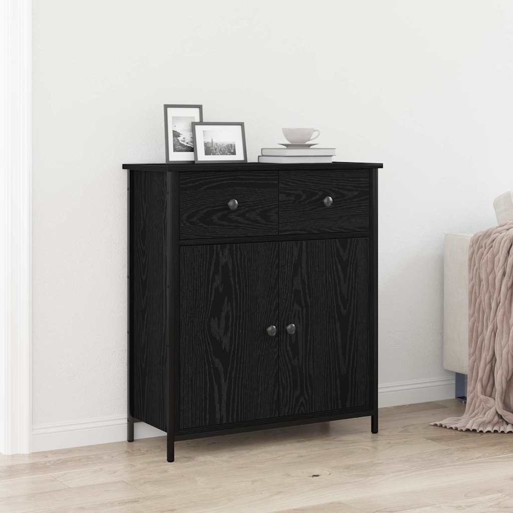 Dressoir met lade Zwart Eiken 70 x 30 x 80 cm Bewerkt hout is nu te koop bij PeponiXL, paradijselijk wonen!