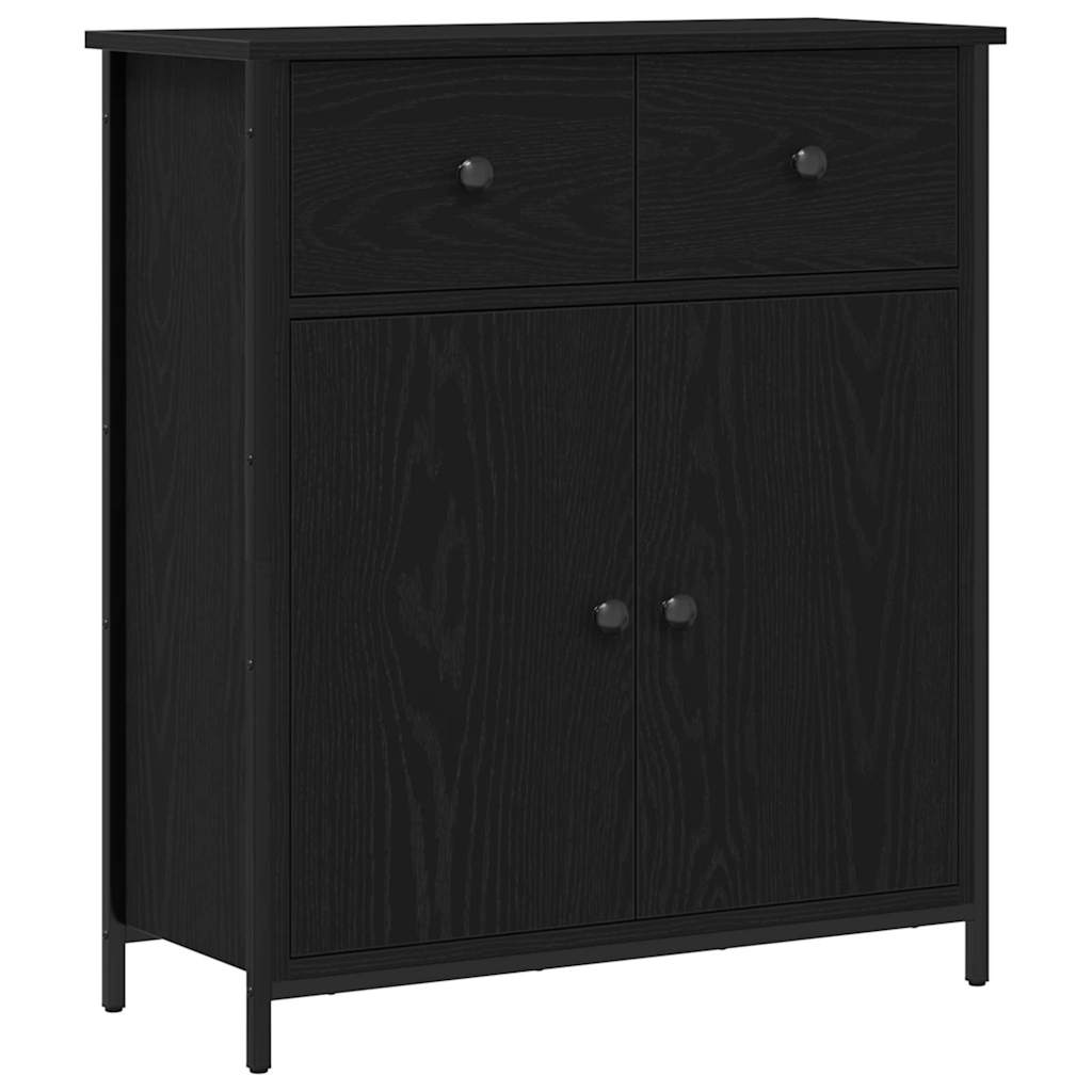 Dressoir met lade Zwart Eiken 70 x 30 x 80 cm Bewerkt hout is nu te koop bij PeponiXL, paradijselijk wonen!