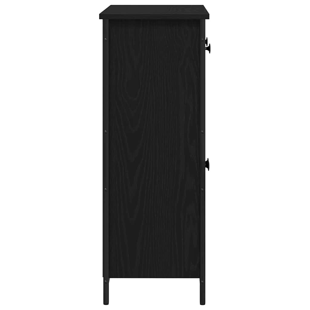 Dressoir met lade Zwart Eiken 70 x 30 x 80 cm Bewerkt hout is nu te koop bij PeponiXL, paradijselijk wonen!