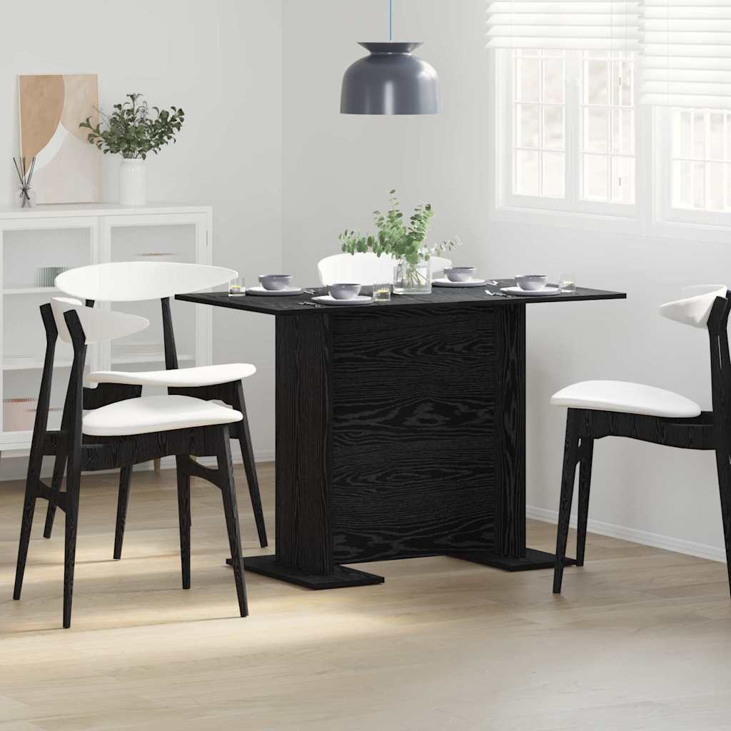 Eettafel Zwart eiken 110 x 60 x 75 cm Bewerkt hout is nu te koop bij PeponiXL, paradijselijk wonen!
