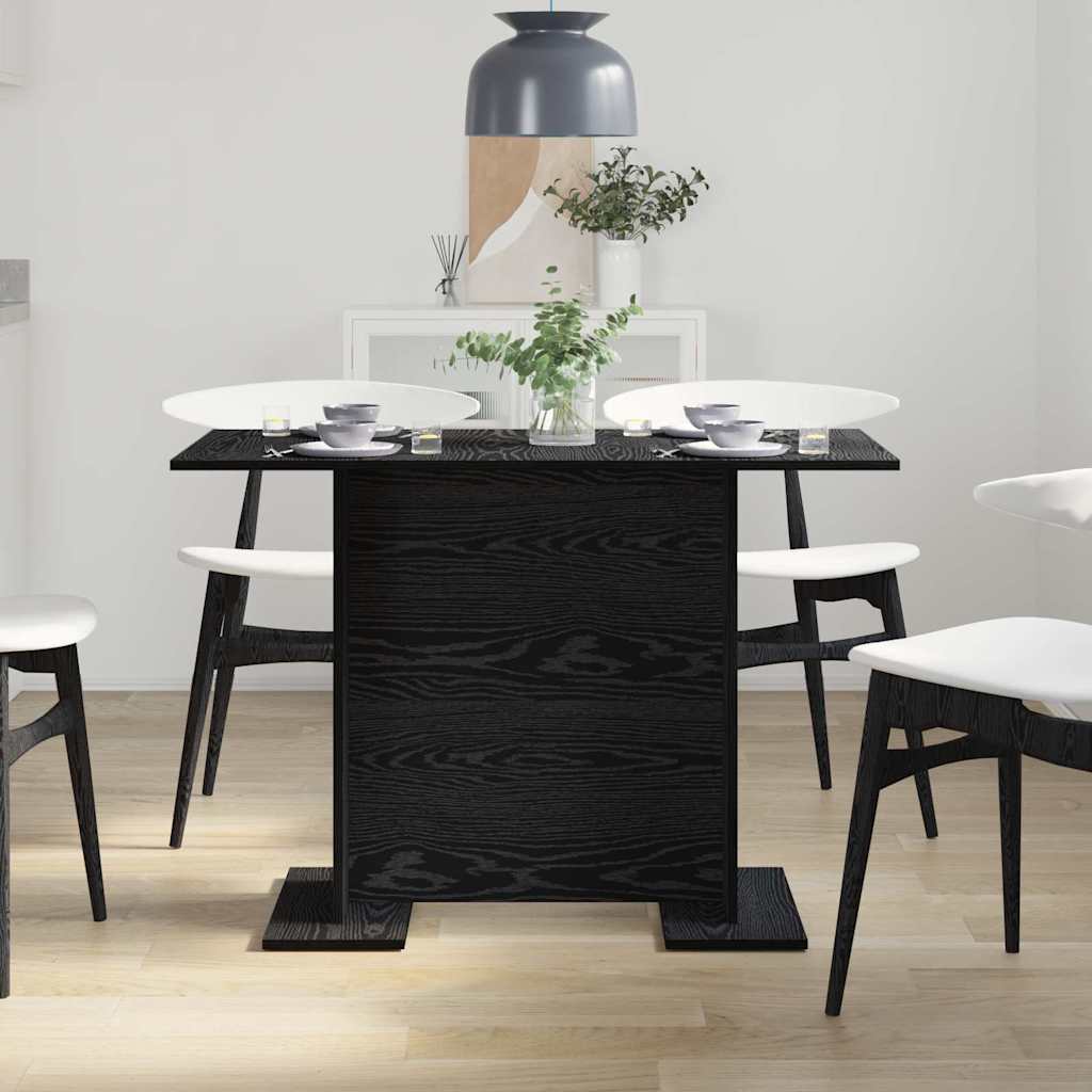 Eettafel Zwart eiken 110 x 60 x 75 cm Bewerkt hout is nu te koop bij PeponiXL, paradijselijk wonen!
