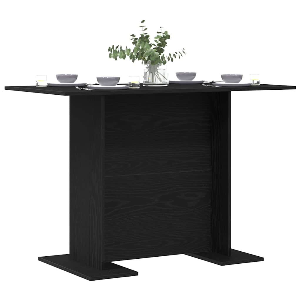 Eettafel Zwart eiken 110 x 60 x 75 cm Bewerkt hout is nu te koop bij PeponiXL, paradijselijk wonen!