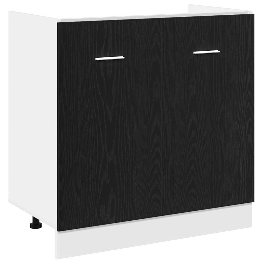 Onderkast voor spoelbak zwart eiken 80x46x81,5 cm bewerkt hout is nu te koop bij PeponiXL, paradijselijk wonen!