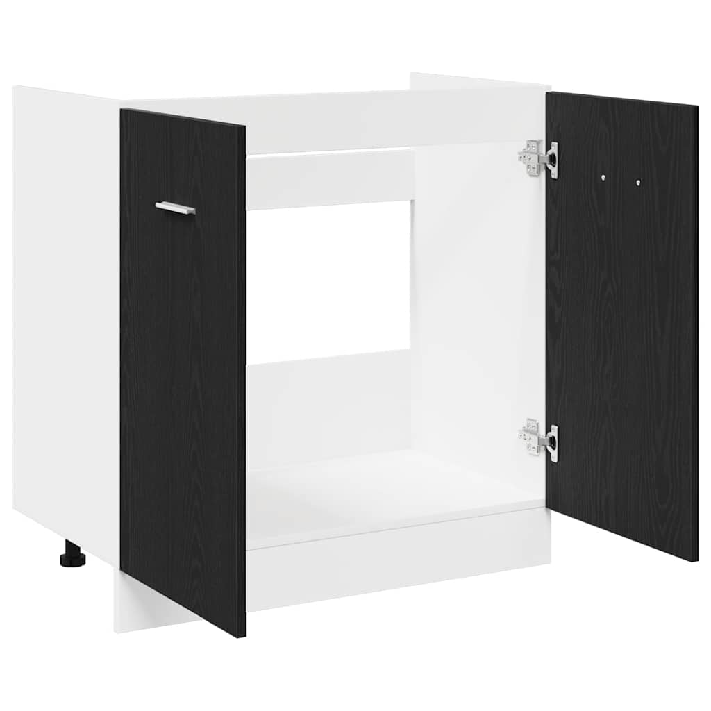 Onderkast voor spoelbak zwart eiken 80x46x81,5 cm bewerkt hout is nu te koop bij PeponiXL, paradijselijk wonen!