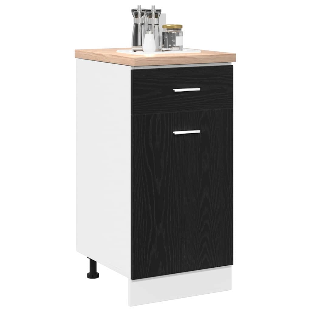 Hangkast met lade Zwart Eiken 40 x 46 x 81,5 cm Bewerkt hout is nu te koop bij PeponiXL, paradijselijk wonen!