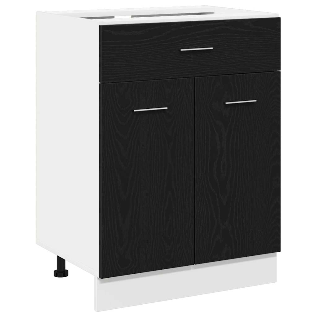 Hangkast met lade Zwart Eiken 60 x 46 x 81,5 cm Bewerkt hout is nu te koop bij PeponiXL, paradijselijk wonen!