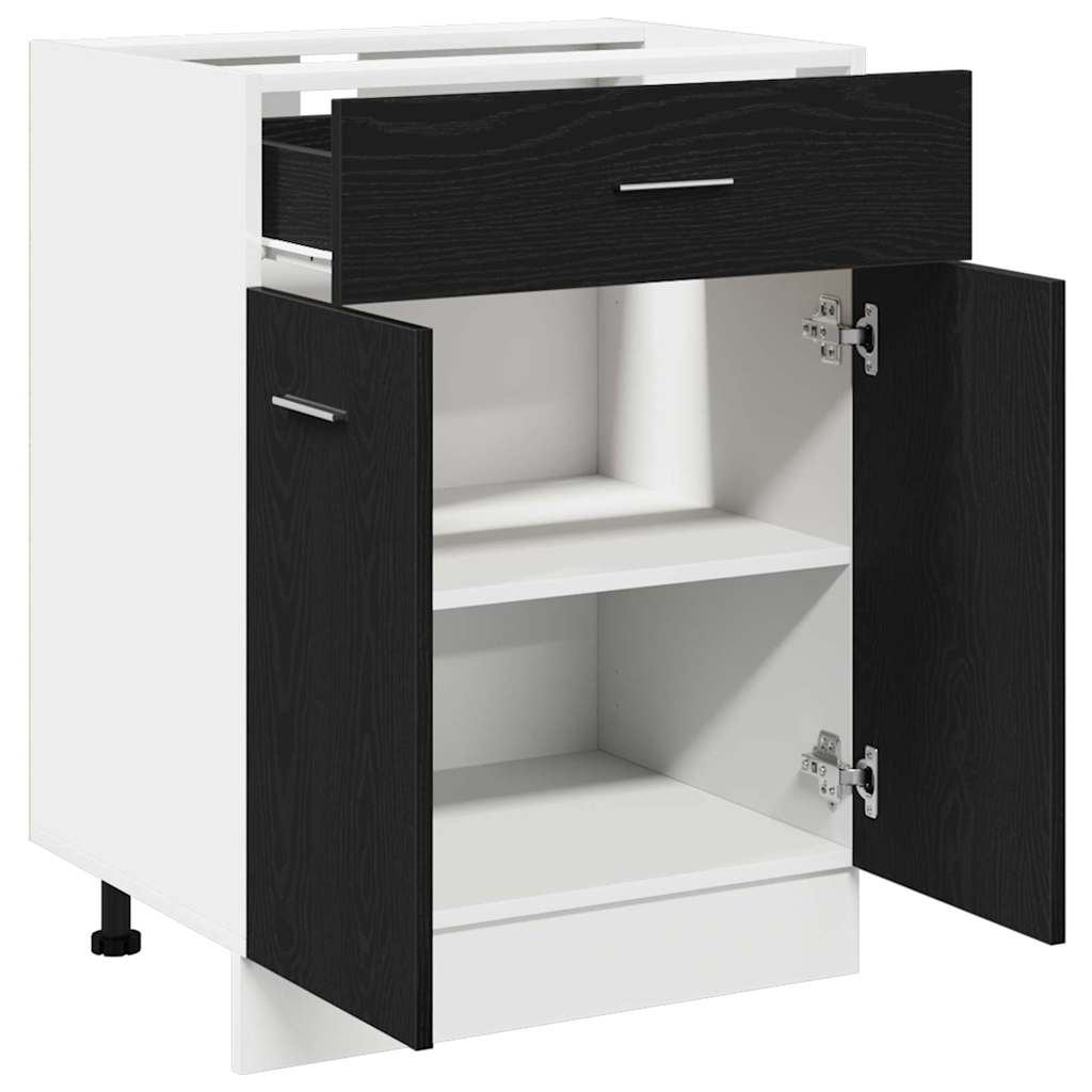 Hangkast met lade Zwart Eiken 60 x 46 x 81,5 cm Bewerkt hout is nu te koop bij PeponiXL, paradijselijk wonen!