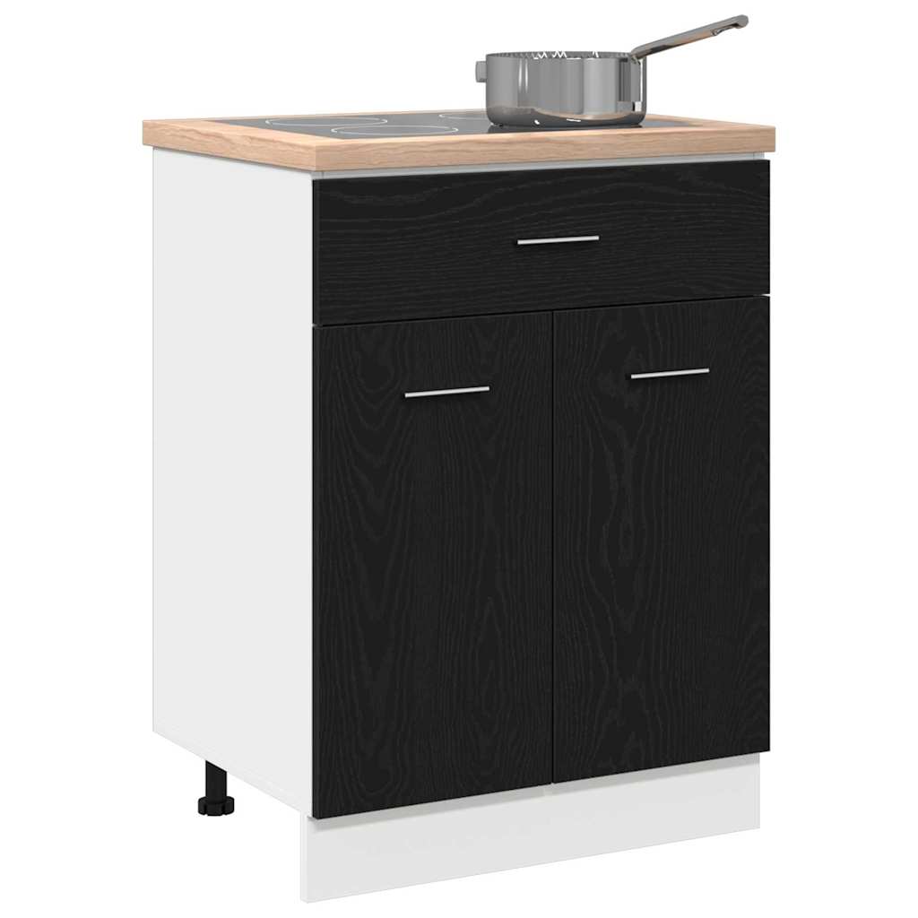 Hangkast met lade Zwart Eiken 60 x 46 x 81,5 cm Bewerkt hout is nu te koop bij PeponiXL, paradijselijk wonen!