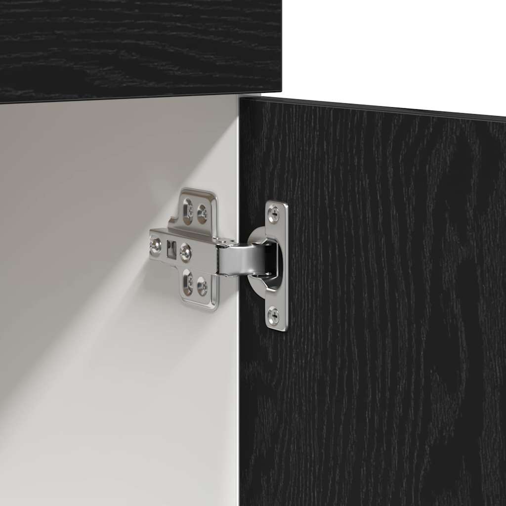 Hangkast met lade Zwart Eiken 80 x 31 x 81,5 cm Bewerkt hout is nu te koop bij PeponiXL, paradijselijk wonen!