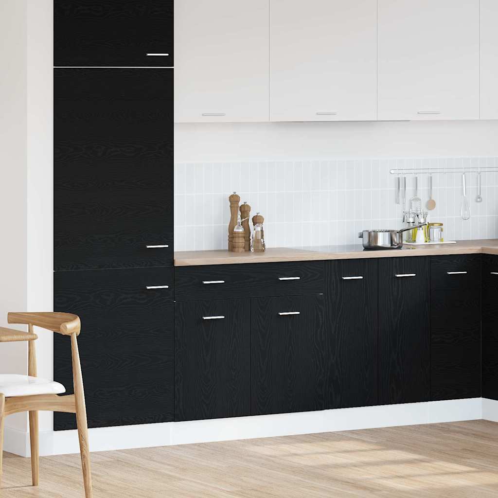 Hangkast met lade Zwart Eiken 80 x 31 x 81,5 cm Bewerkt hout is nu te koop bij PeponiXL, paradijselijk wonen!