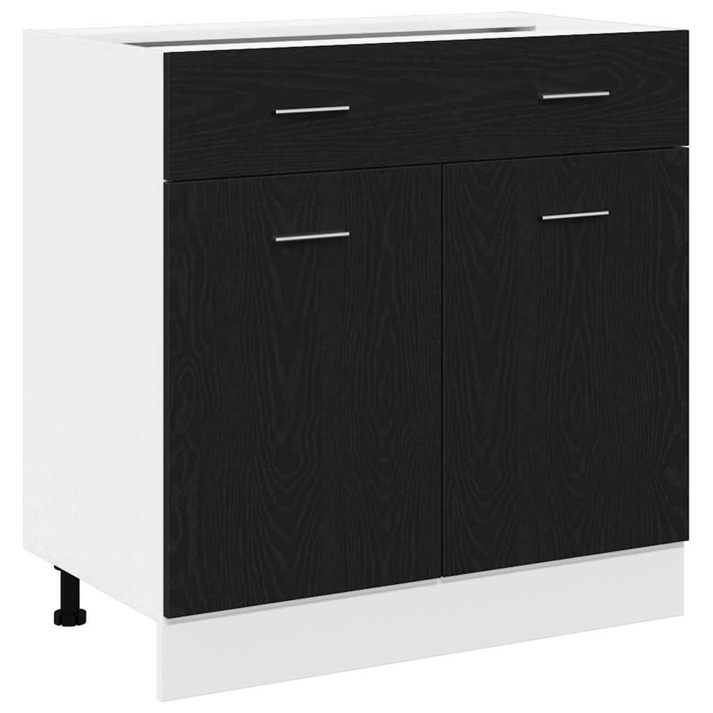 Hangkast met lade Zwart Eiken 80 x 31 x 81,5 cm Bewerkt hout is nu te koop bij PeponiXL, paradijselijk wonen!