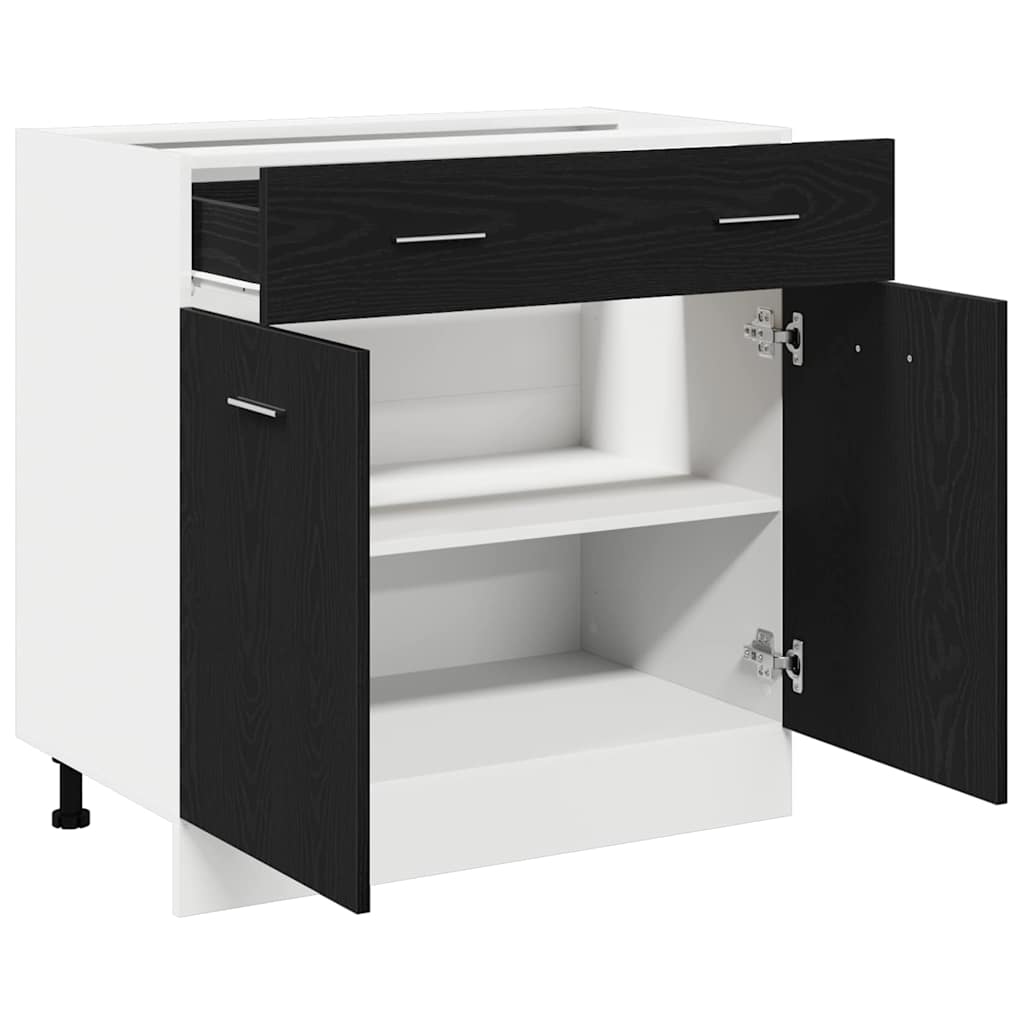 Hangkast met lade Zwart Eiken 80 x 31 x 81,5 cm Bewerkt hout is nu te koop bij PeponiXL, paradijselijk wonen!