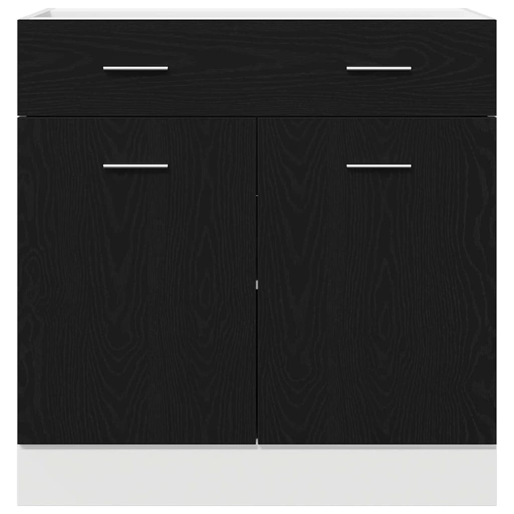 Hangkast met lade Zwart Eiken 80 x 31 x 81,5 cm Bewerkt hout is nu te koop bij PeponiXL, paradijselijk wonen!