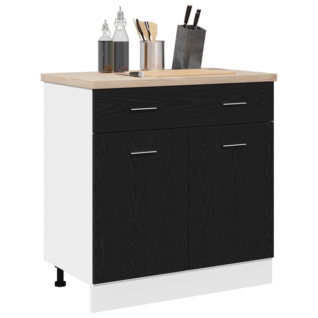 Hangkast met lade Zwart Eiken 80 x 31 x 81,5 cm Bewerkt hout is nu te koop bij PeponiXL, paradijselijk wonen!