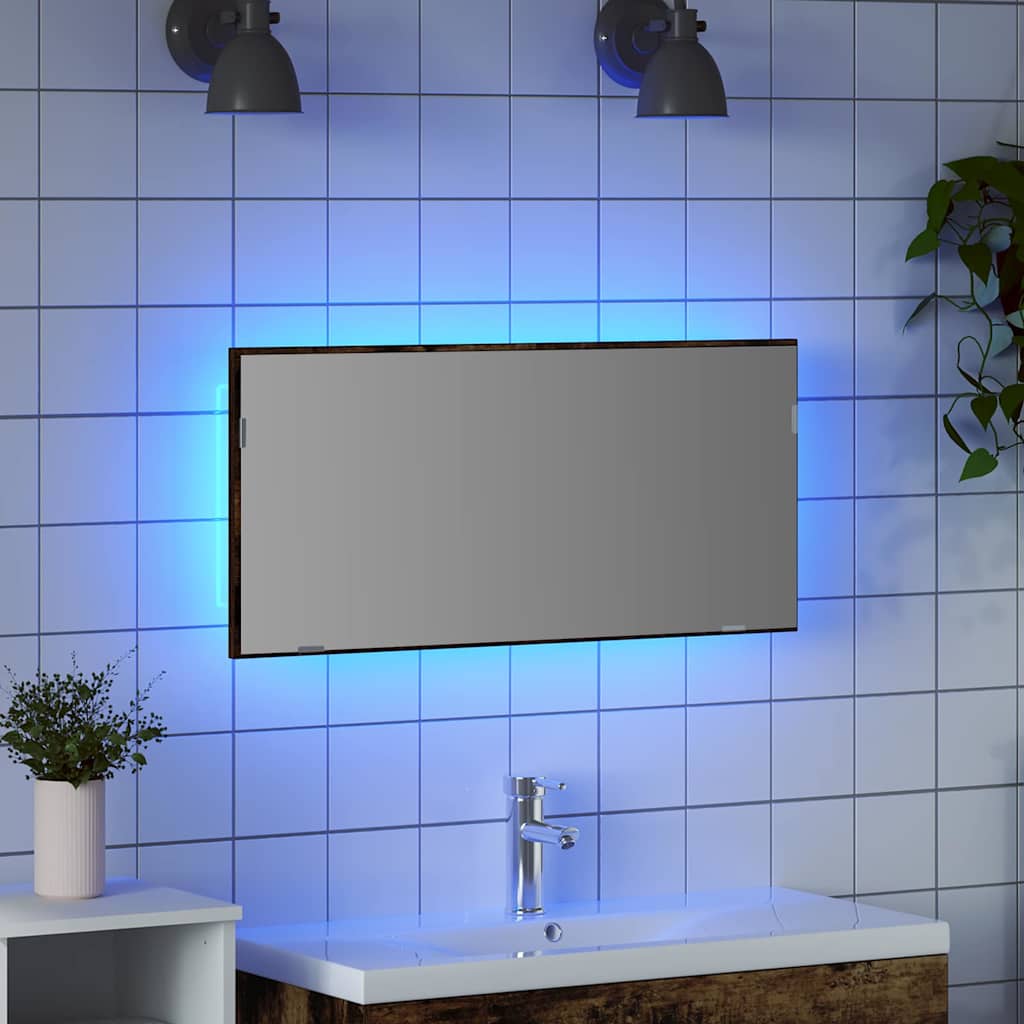 Spiegel Wandgemonteerd Bruin 80 x 37 cm Glas en Engineered Hout is nu te koop bij PeponiXL, paradijselijk wonen!