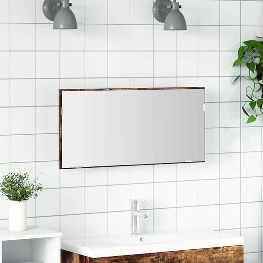 Spiegel Wandgemonteerd Bruin 80 x 37 cm Glas en Engineered Hout is nu te koop bij PeponiXL, paradijselijk wonen!
