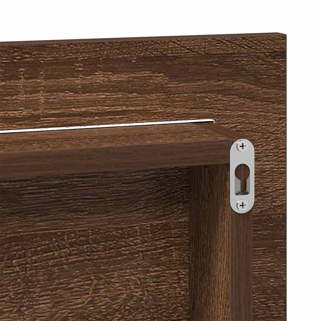 Spiegel bruin eikenkleur 80 x 37 cm Glas en Engineered Hout is nu te koop bij PeponiXL, paradijselijk wonen!