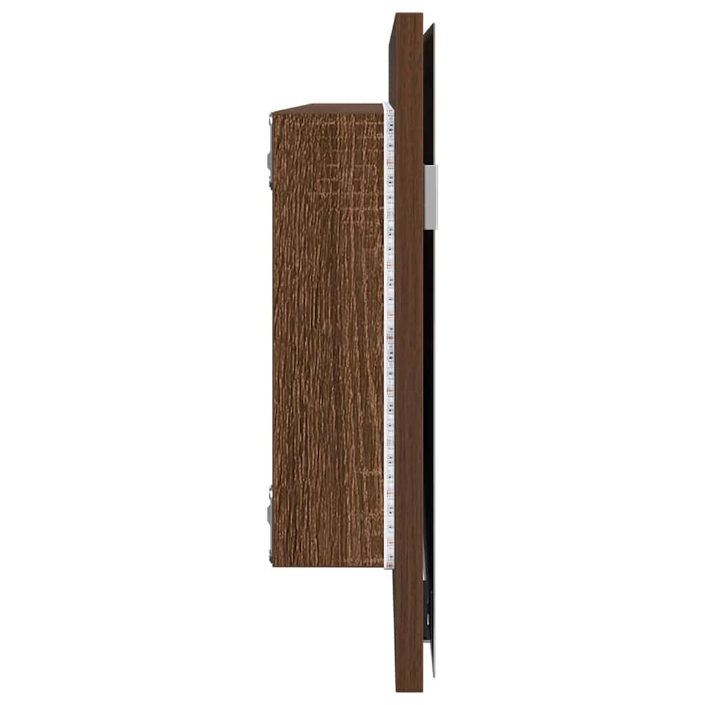 Spiegel bruin eikenkleur 80 x 37 cm Glas en Engineered Hout is nu te koop bij PeponiXL, paradijselijk wonen!