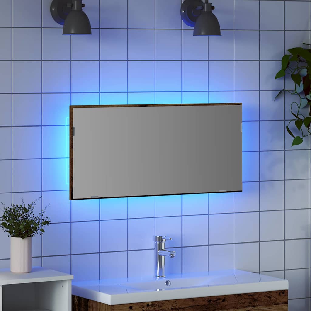 Spiegel met spiegel Oud hout 80 x 37 cm Glas en Engineered Hout is nu te koop bij PeponiXL, paradijselijk wonen!